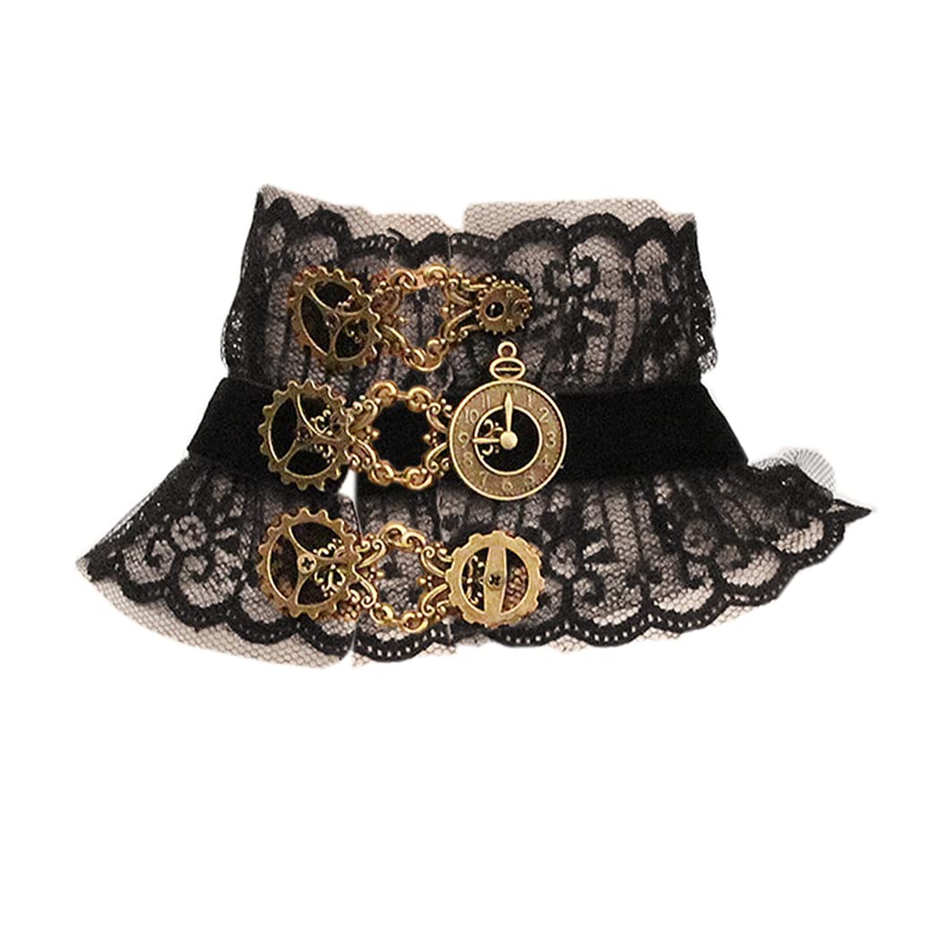 BoomYouLace Antique Necklace Choker Black Retro Lace Choker Gothic Steampunk Costume Handmade Choker Women Vintage Punk Waistband for Halloween Christmas Party- Y390