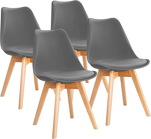 Miniatura 9 de Furniwell Sillas de comedor DSW modernas de mediados de siglo, sillas de cocina laterales tapizadas con patas de madera y cojín acolchado suave,