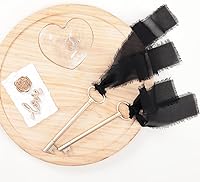 Vista 3 de Socomi Cinta de seda negra hecha a mano con flecos de gasa de 1-3/4 pulgadas x 7 yardas, 4 rollos de cintas deshilachadas para invitaciones de boda