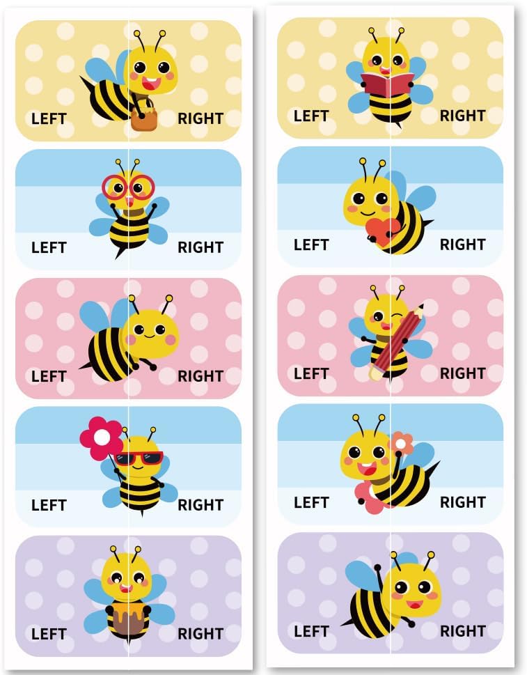 Peacoblue Shoes Stickers for Shoes Learning Left Right, Bee 100pcs(50 Pairs) Self-Adhesive Shoes Stickers Labels Decals to Help Put Shoes On