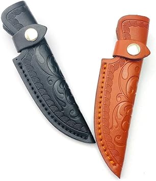 Leather Sheath Fixed Blade Straight Knife Leather Sheath Scabbard Pouch Brown/Black