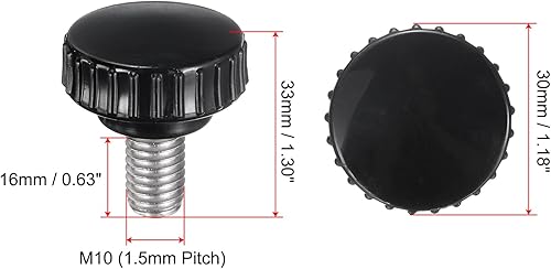 Miniatura 105 de uxcell Perillas de sujeción moleteadas M6 x 1.969 in métricas chapadas en zinc de acero al carbono rosca macho tornillo de pulgar en tipo 0.787 in