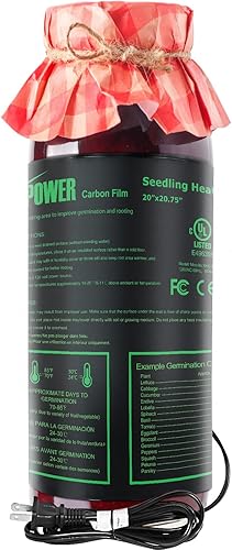 Vista 7 de iPower Tapete térmico de siembra de 20 x 20.75 pulgadas, película de carbono mejorada, almohadilla de inicio de germinación hidropónica cálida