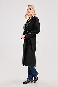 Amazon.com: utcoco Womens Long Wool Pea Coats Notched Collar Open