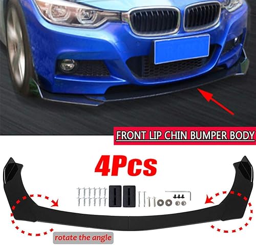 Miniatura 4 de Kit universal para parachoques delantero de automóvil + juegos de alerón difusor + extensión lateral del automóvil de 29"  74.5 cm + separador de