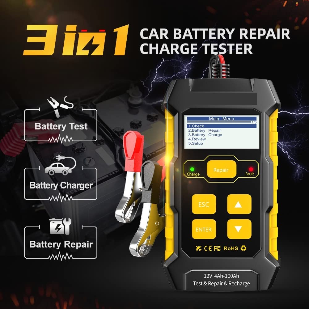 Batterietester KW510 12V Auto-Batterie-Tester voll automatische 5A Auto-Ladegerät 3 in 1 Wet Dry Agm Gel Blei-Säure-Pulse-Reparatur-Werkzeuge