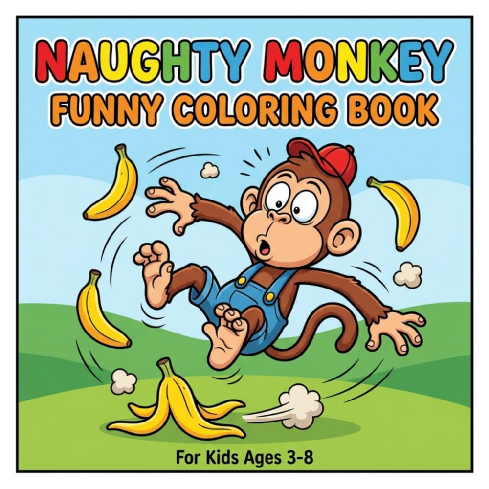 Naughty Monkey Funny Coloring Book for Kids Ages 3–8: Bold and Easy Big Simple Designs of Silly Monkey Pranks, Funny Jungle Scenes and Laugh-Out-Loud Monkey Moments