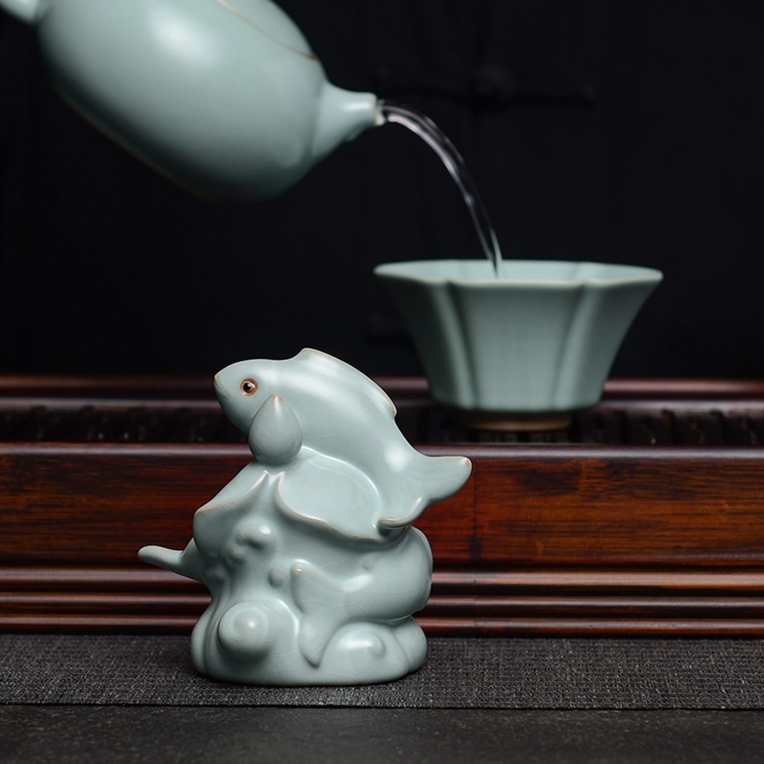 figurki zwierzątek， Figurka ryby lotosu, herbaciarnia, biurko, ceramiczna ozdoba, zestaw do herbaty, akcesoria do rękodzieła, dekoracja stołu w herbaciarni, prezenty