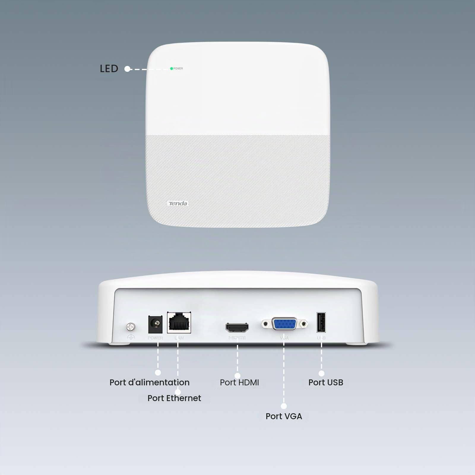 Tenda NVR 8 Canaux - Vidéo Surveillance Enregistreur, Prise en Charge de Caméras jusqu'à 8 MP(4K), H.265 Plus, HDD(jusqu'à 10TB)/Cloud Storage, Connexion de Switch PoE ou de Switch Non-PoE, N3L-8H