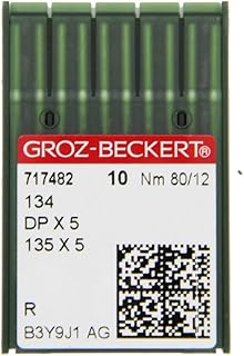 GROZ-BECKERT 10er Packung Nähnadeln 134 mit Rundkolben und Rundspitze für Industrienähmaschinen (Nm. 80/12)