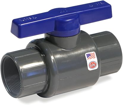 King Brothers Inc. LT-1000-T 1-Inch Threaded PVC Schedule 80 Commercial Ball Valve, Gray