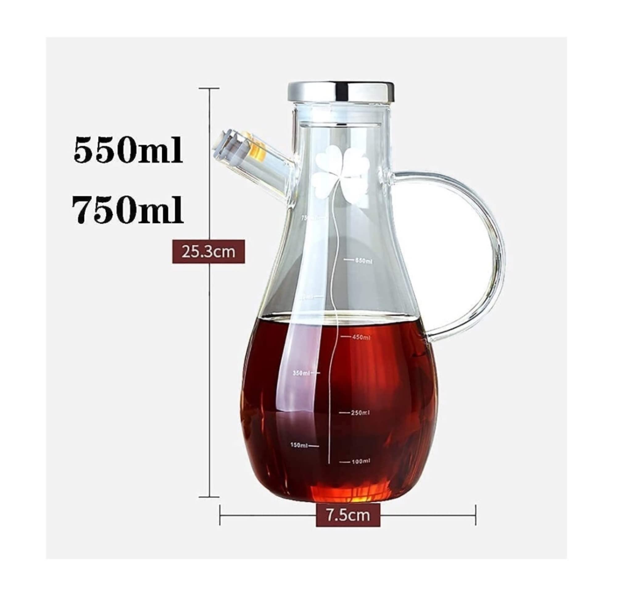 Distributore di Olio E Aceto, Dispenser di Olio E Aceto, Bottiglia di Vetro per Olio E Aceto con Beccucci Versatori, Contenitore per Salsa di Soia,550ML