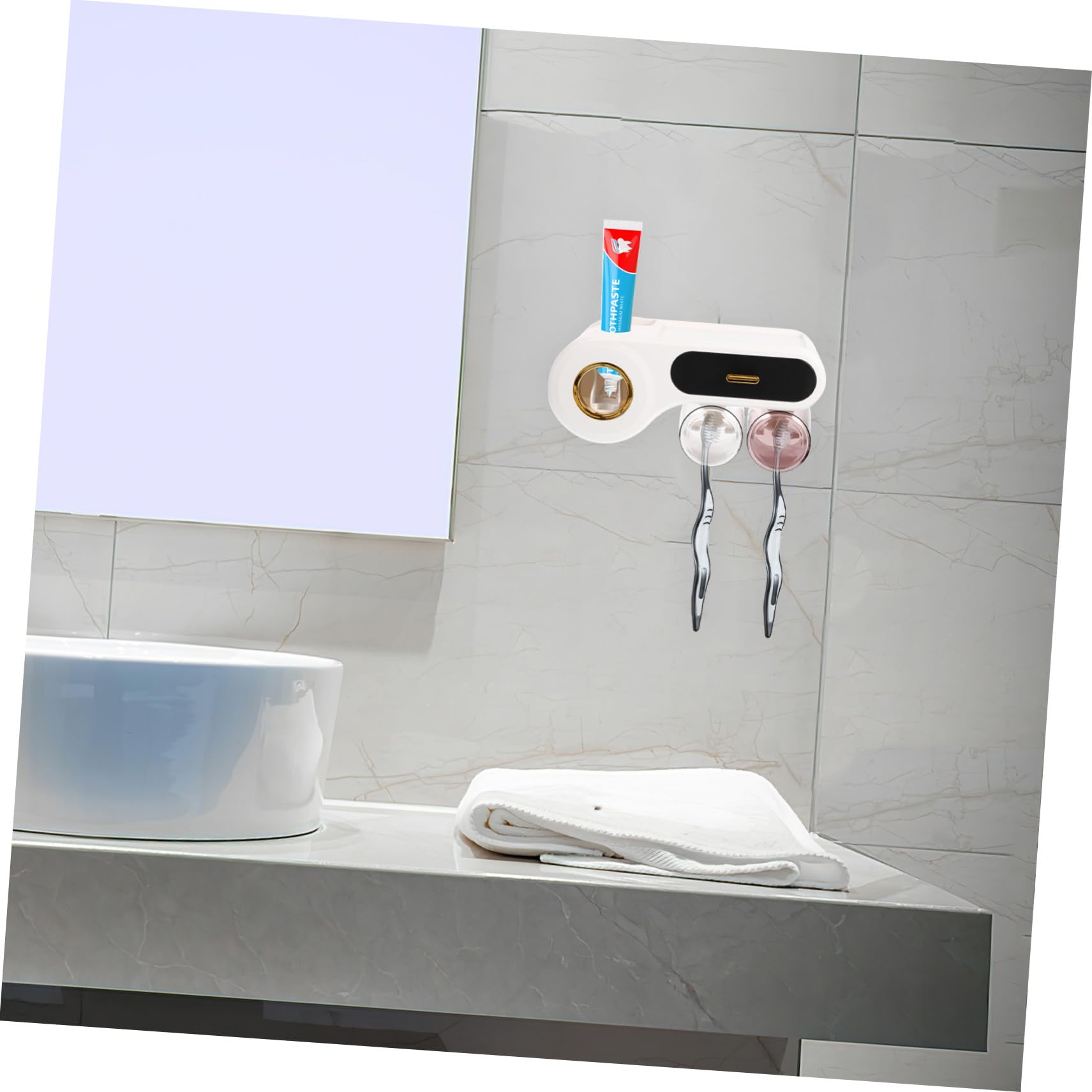 Portacepillos de Dientes de Pared Negro Plástico para Baño
