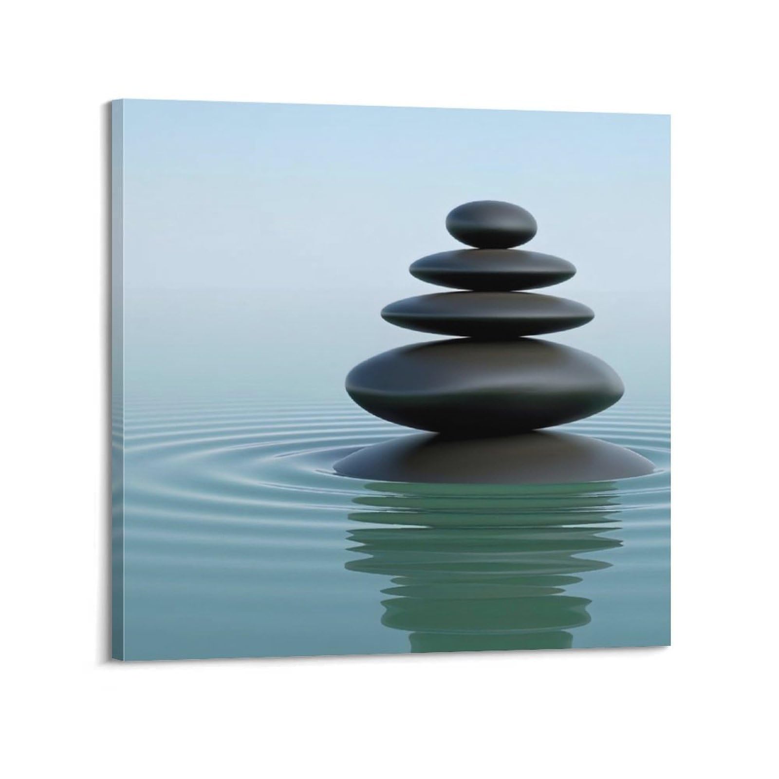 CPGLJD Zen Stones Poster Yoga Meditation Water Pyramid Poster Decorative Painting Canvas Wall Posters And Art Picture Print Modern Family Bedroom Decor Posters 24x24inch(60x60cm)
