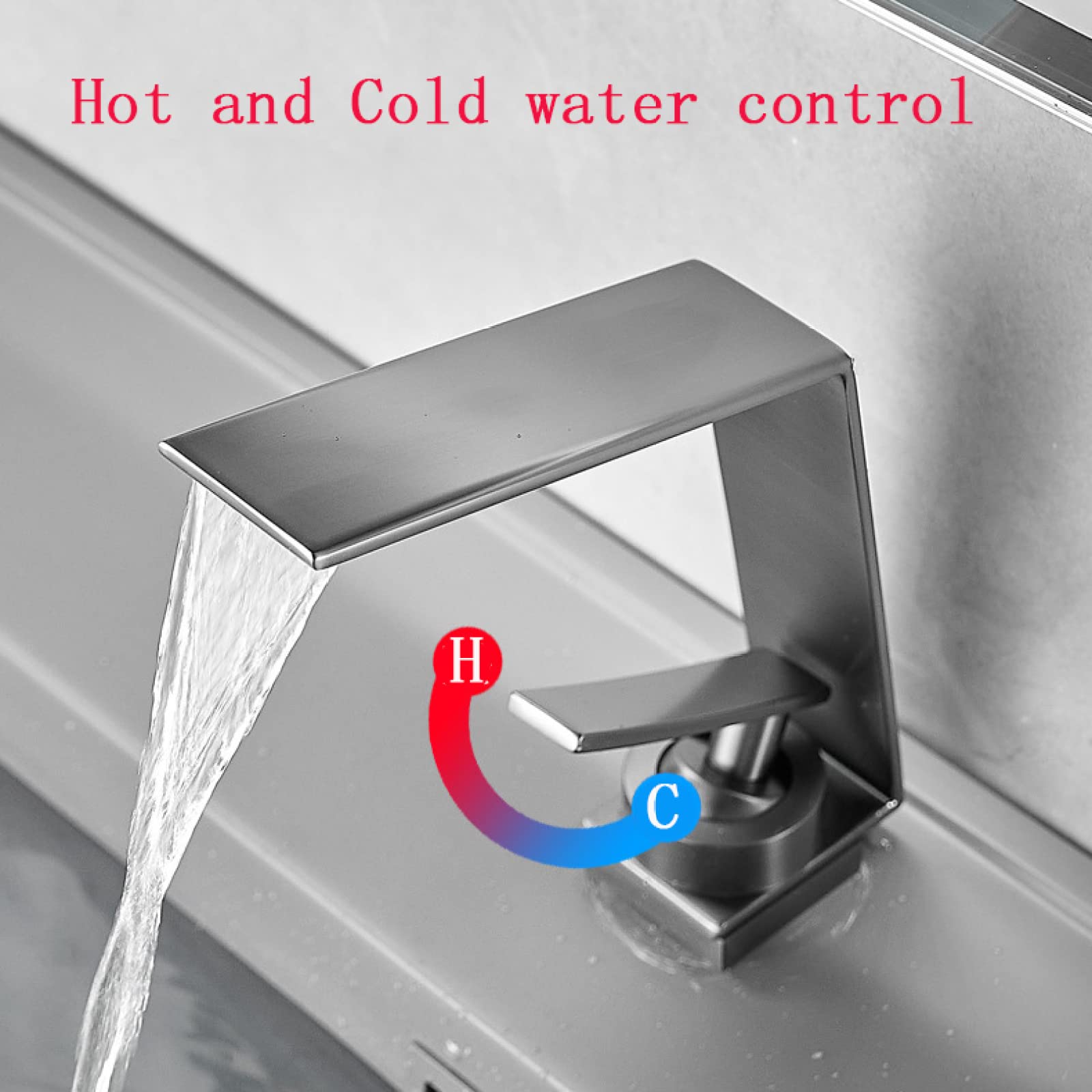 Robinets cascade pour lavabo de salle de bain, robinets de lavabo mitigeur chaud et froid à levier unique, robinet de lavabo de salle de bain monotrou à poignée unique, blanc Interesting life