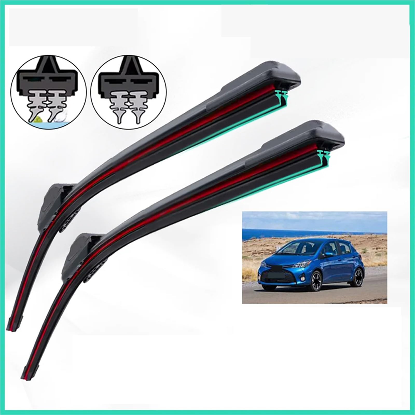 Limpiaparabrisas De Coche Compatible Con Toyota Para Yaris Para Vitz Para MK3 2011-2019 Limpiaparabrisas De Coche Limpiaparabrisas Delantero De Goma Doble 24" + 14"