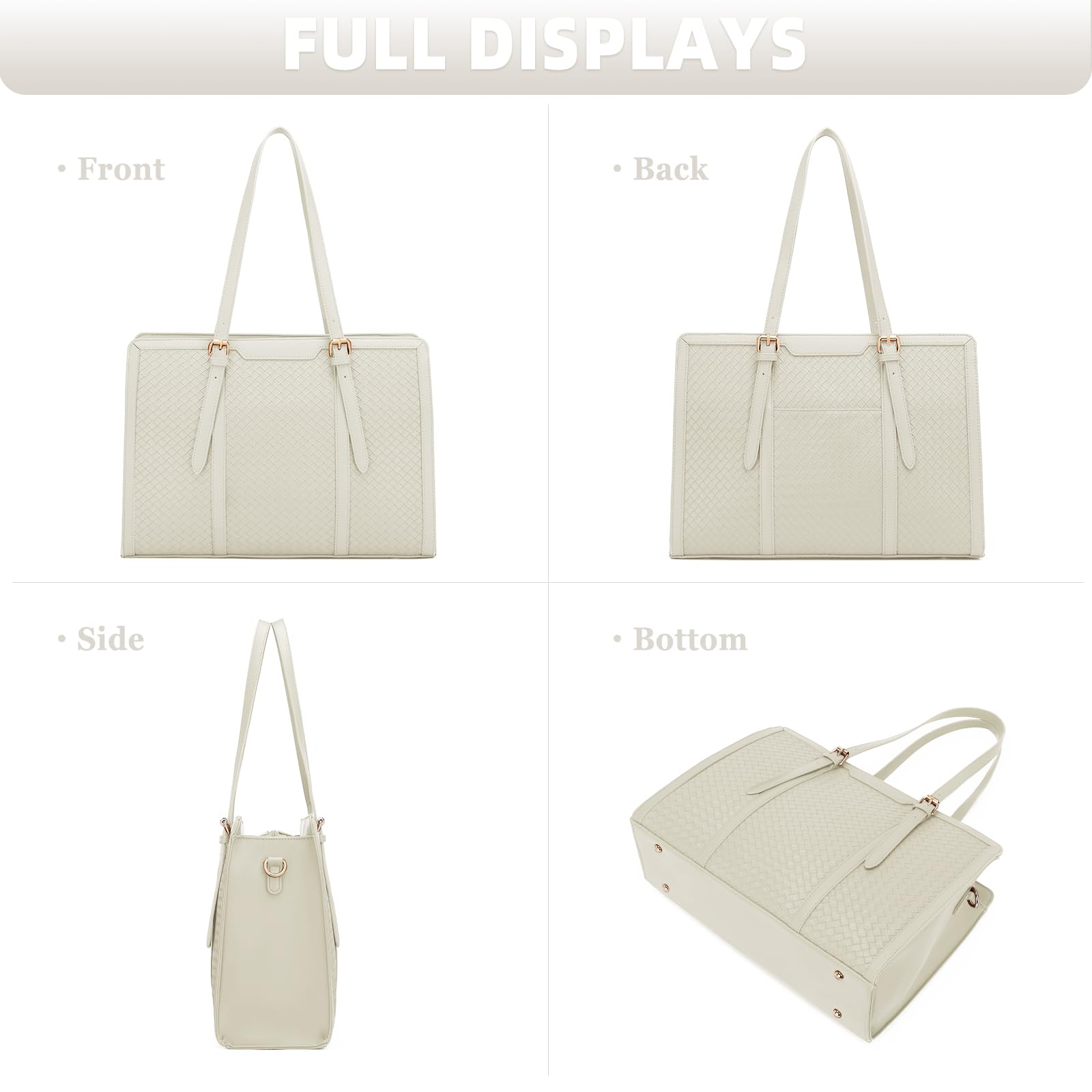 Borsa tote per computer portatile da donna adatta a laptop da 15,6 pollici, borsa da lavoro in pelle PU per donne borsa grande per computer con borsa