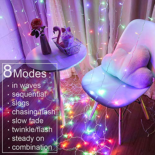 Gytf Multicolor Curtain String Lights Usb/Battery Powered, 200 Led Bedroom Fairy Lights For Indoor Party Window Wall, Waterproof Ideal For Outdoor Wedding Decor (9.8X6.6Ft ) #TOP2