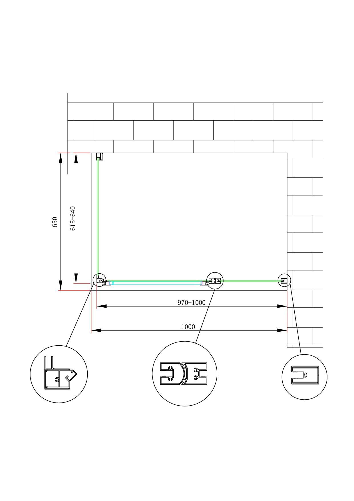 Box Doccia a 2 Lati Con Apertura Battente e Fisso in Linea con Parete Laterale Fissa Reversibile H.190 Vetro 6 mm (FISSO 61.5-64 + PORTA 97.5-100.5)