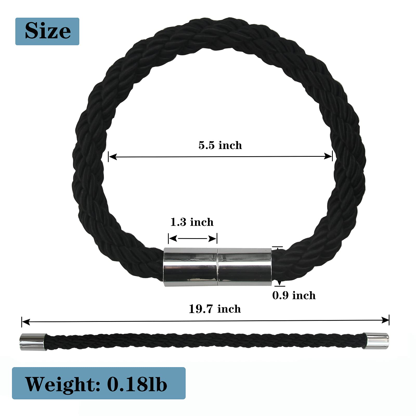 Lot de 4 embrasses de rideaux magnétiques solides - 50 cm - Attaches pratiques pour rideaux fins ou épais avec crochets en métal - Légèrement lourdes