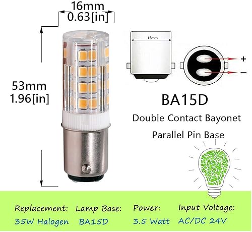 Miniatura 4 de Bombilla LED de maíz BA15D, base de bayoneta de doble contacto Ba15d, equivalente a 5 W 50 W, 120 voltios, regulable 500 lúmenes (paquete de 2)