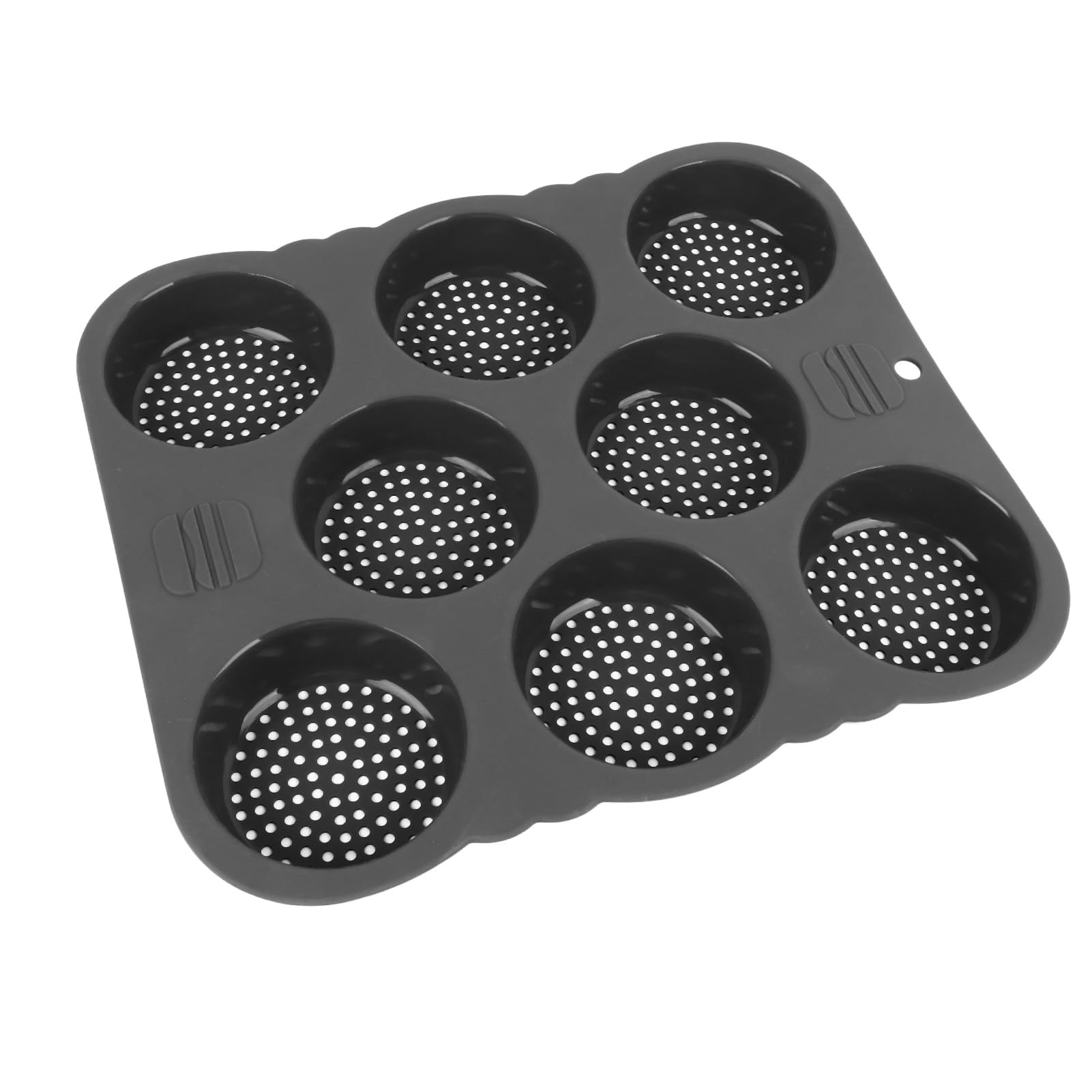 Luqeeg Silicone Hamburger Bun Pan, 8 Cavity Hamburger Bun Mould Easy Release Hamburger Bread Bakery Pan with Pinholes Non Stick Bread Loaf Pan Hamburger Bun Baking Pan for Kitchen