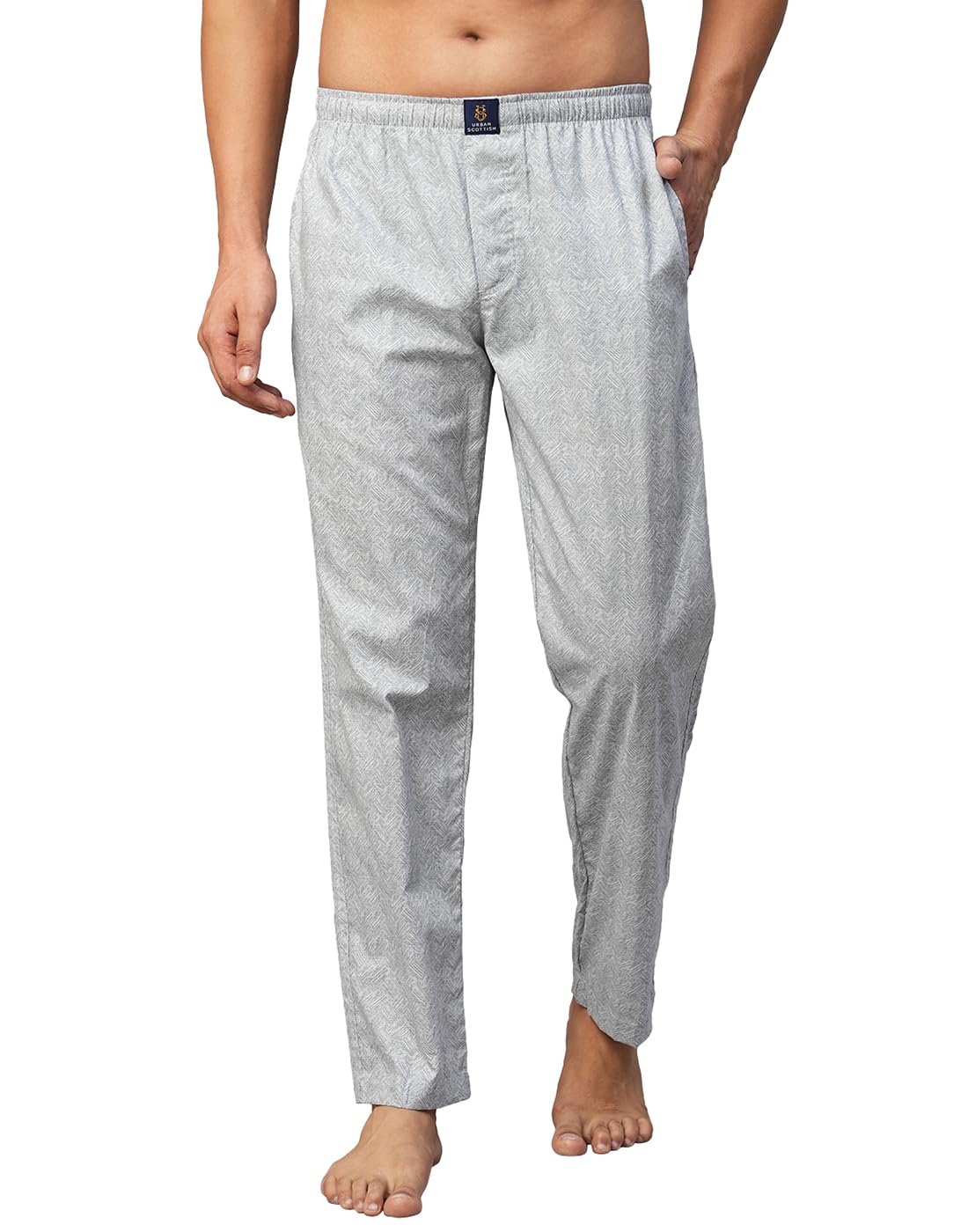 Urban Scottish Men’s Grey Cotton Lounge Pants – Regular Fit – USPJ2315