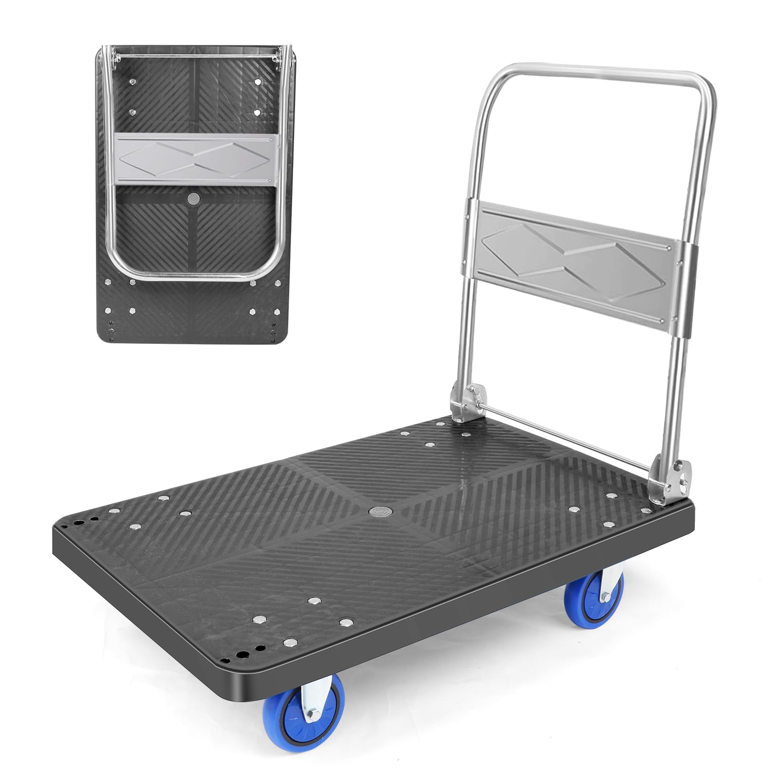 Platform Trolley Cart Heavy Duty Folding Hand Truck 400 KG Load Capacity Sack Barrow Flatbed Trolley on Wheels