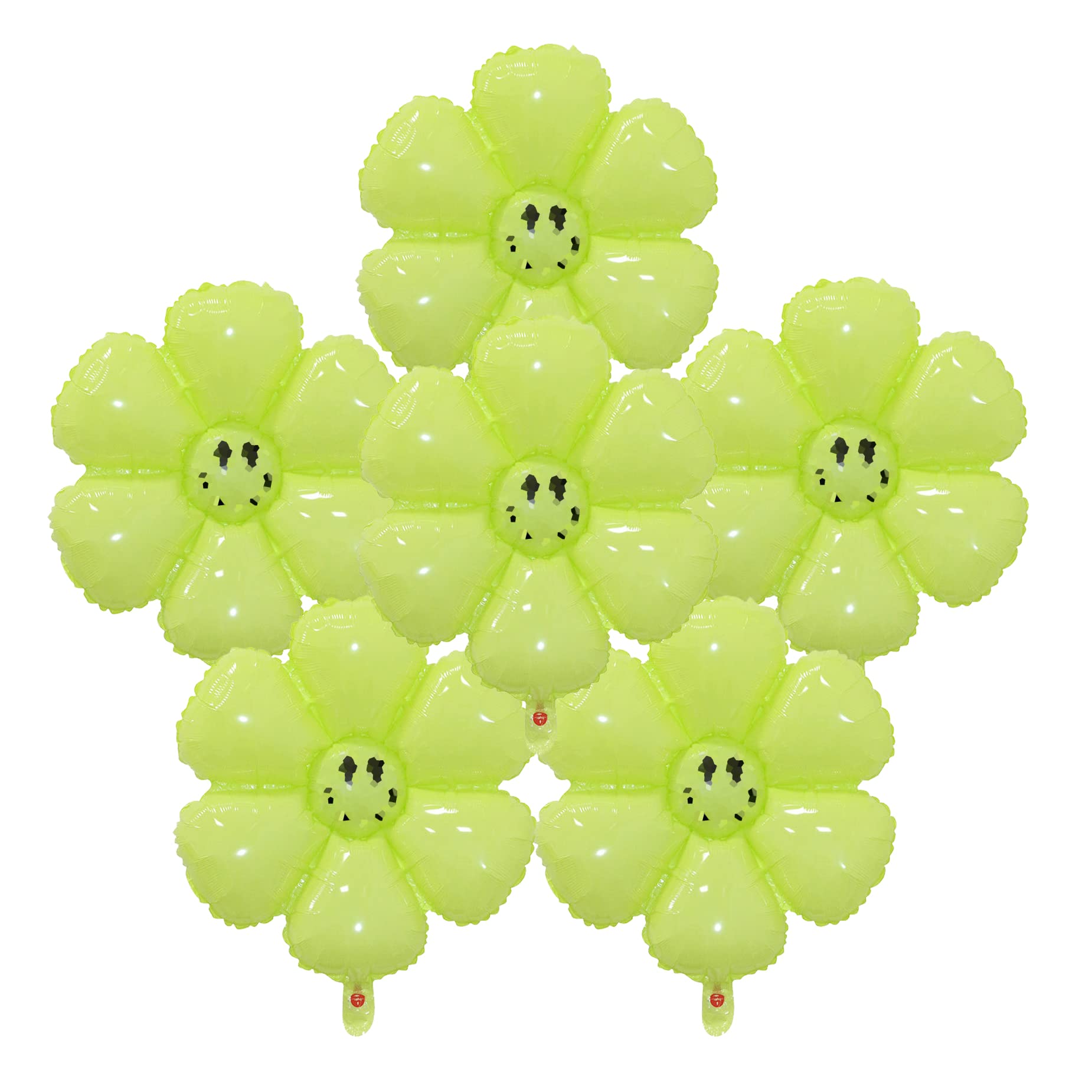 Photo 1 of 6 Pcs Daisy Balloons with Smile Face Party Decorations Flower Balloon Birthday Décor Wedding Anniversary Party Supplie (Green)