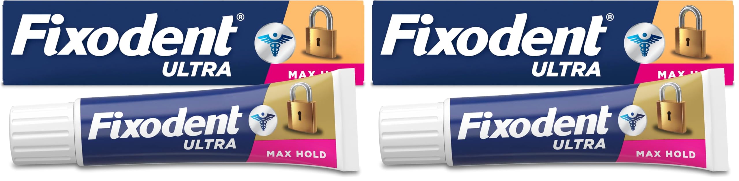 Fixodent Ultra Max Hold Denture Adhesive, 2.2 oz, (Packaging May Vary) (Pack of 2)