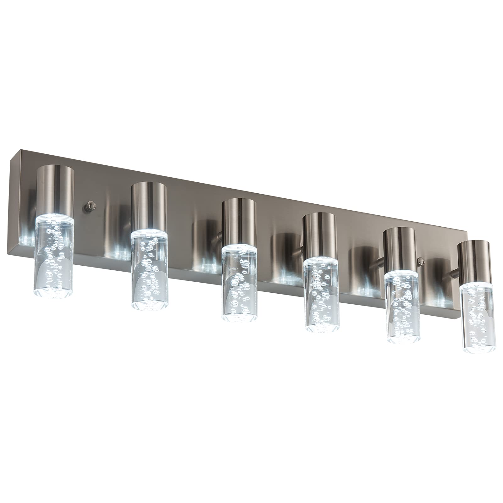Bathroom Vanity 6 Light Fixture Modern Over Mirror Lighting with Bubble Light Shades and LED White Light 6000K Perfect Bathroom Lighting Fixtures Over Mirror for Your Home………