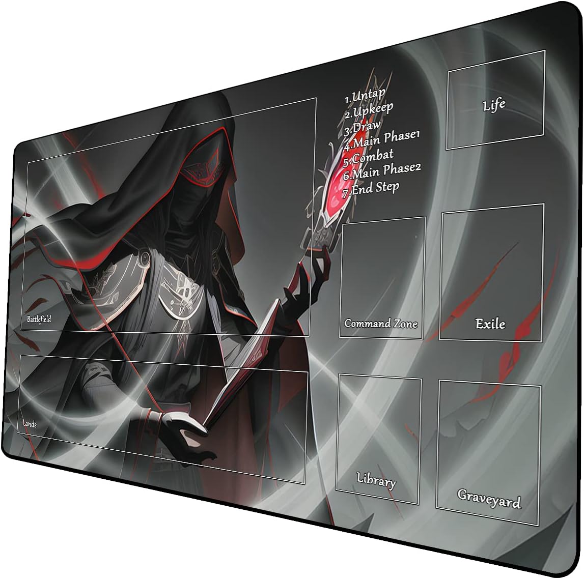 AI Painting TCG Playmat - MTG Trading Card Game Mat with Zone, 24x14 Inches Original Playmats, Smooth Surface for Rubber Collection - Fantasy Dark Vampire Lotus-316