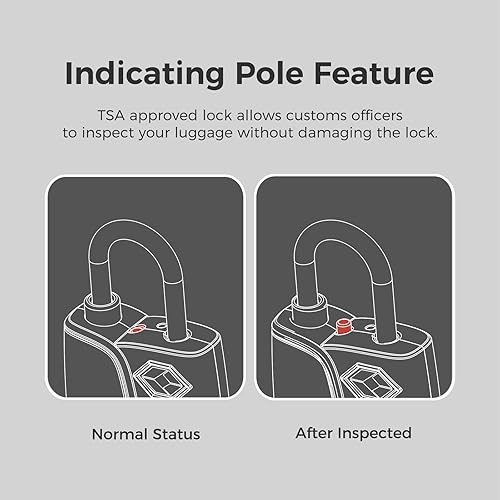 Miniatura 9 de pack all Cerradura de equipaje aprobada por la TSA, indicador de inspección, cuerpo de aleación, candados de combinación de 3 dígitos, cerradura de