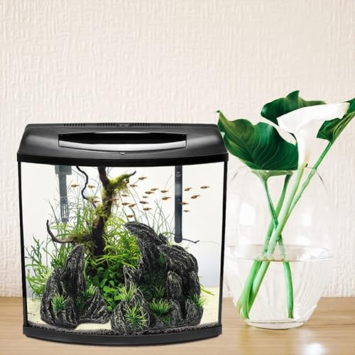 Miniatura 8 de POPETPOP Tanques de peces 2pcs Rockery Fish Hideaway Aquarium Mountain View Resina Aquarium Hideout Stone Fish Tank Artificiales para resina Camarón