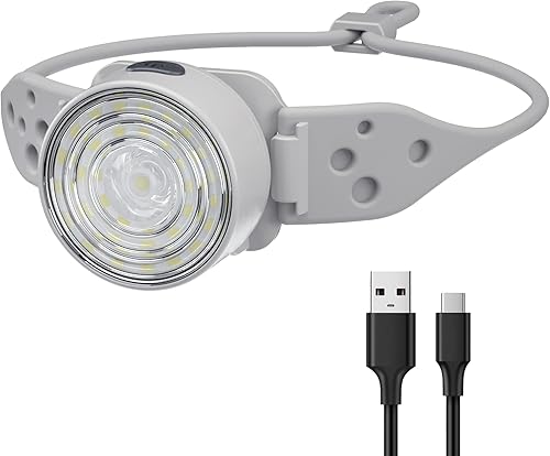 SEVENKA Linterna frontal recargable con luz roja, faros de camping al aire libre con diadema de silicona ajustable, linterna ligera de 2 onzas,