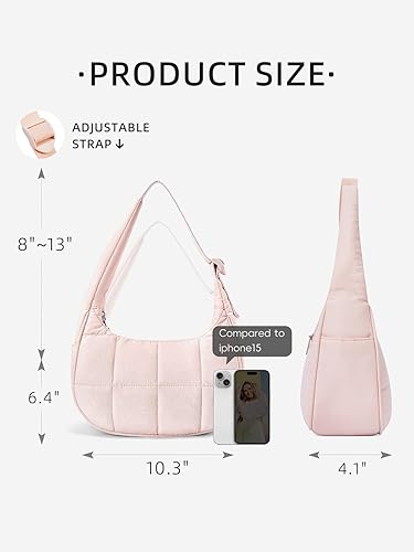 Miniatura 3 de WESTBRONCO Bolso pequeño de nylon acolchado en forma de media luna para mujer, bolsos de hombro con acolchado, bolsos de mano esponjosos con correa