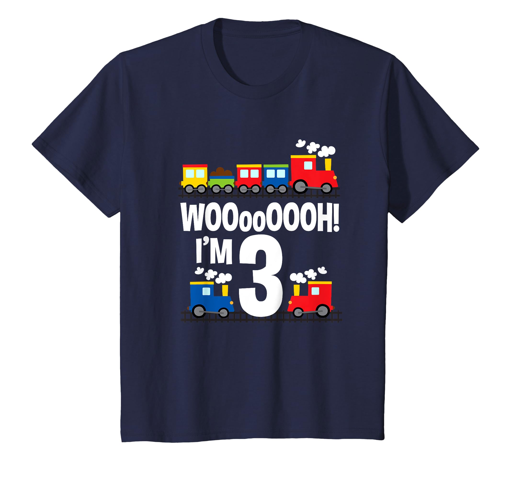 Boys WOOooOOOH! I'm 3 Trains Birthday T-Shirt for Toddlers T-Shirt