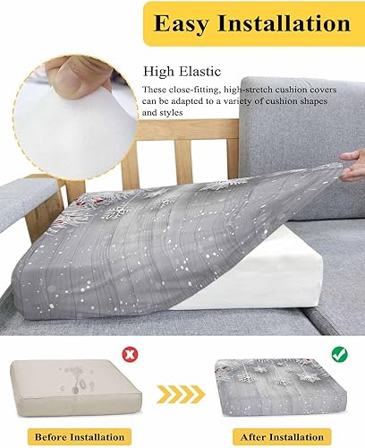 Miniatura 5 de Fundas de cojín elásticas plateadas de Navidad para sofá, seccionalindividualLT, funda protectora para muebles con parte inferior elástica, diseño