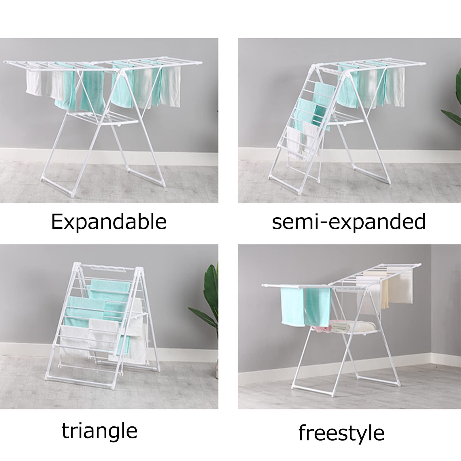 Tendedero plegable para ropa, portátil, plegable, para ahorrar espacio, pintura de acero al carbono, estantes de lavandería portátiles plegables para secar ropa, toallas, ropa de cama, tendedero de