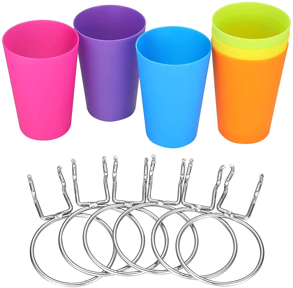 ELECDON Cups and Hooks Pegboard Accessories - Set of 6 (Blue, Yellow, Green, Rose Red, Orange, Purple)