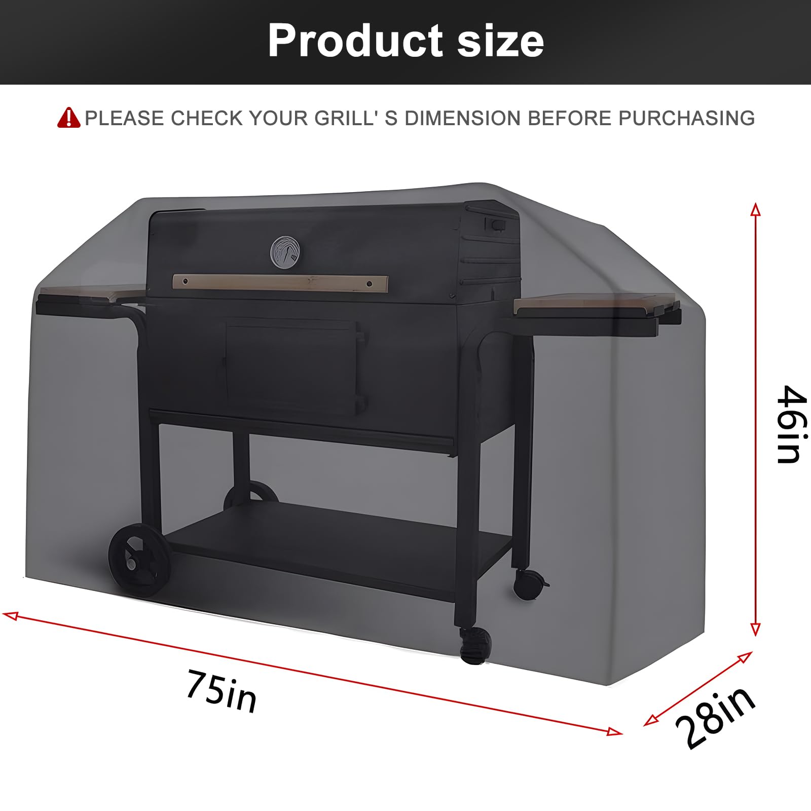 LBTING Funda para parrilla, 190,5 cm, resistente de calidad 300D, Oxford, impermeable, resistente al viento, resistente a los rayos UV, barbacoa, barbacoa, parrilla exterior, se adapta a la mayoría de