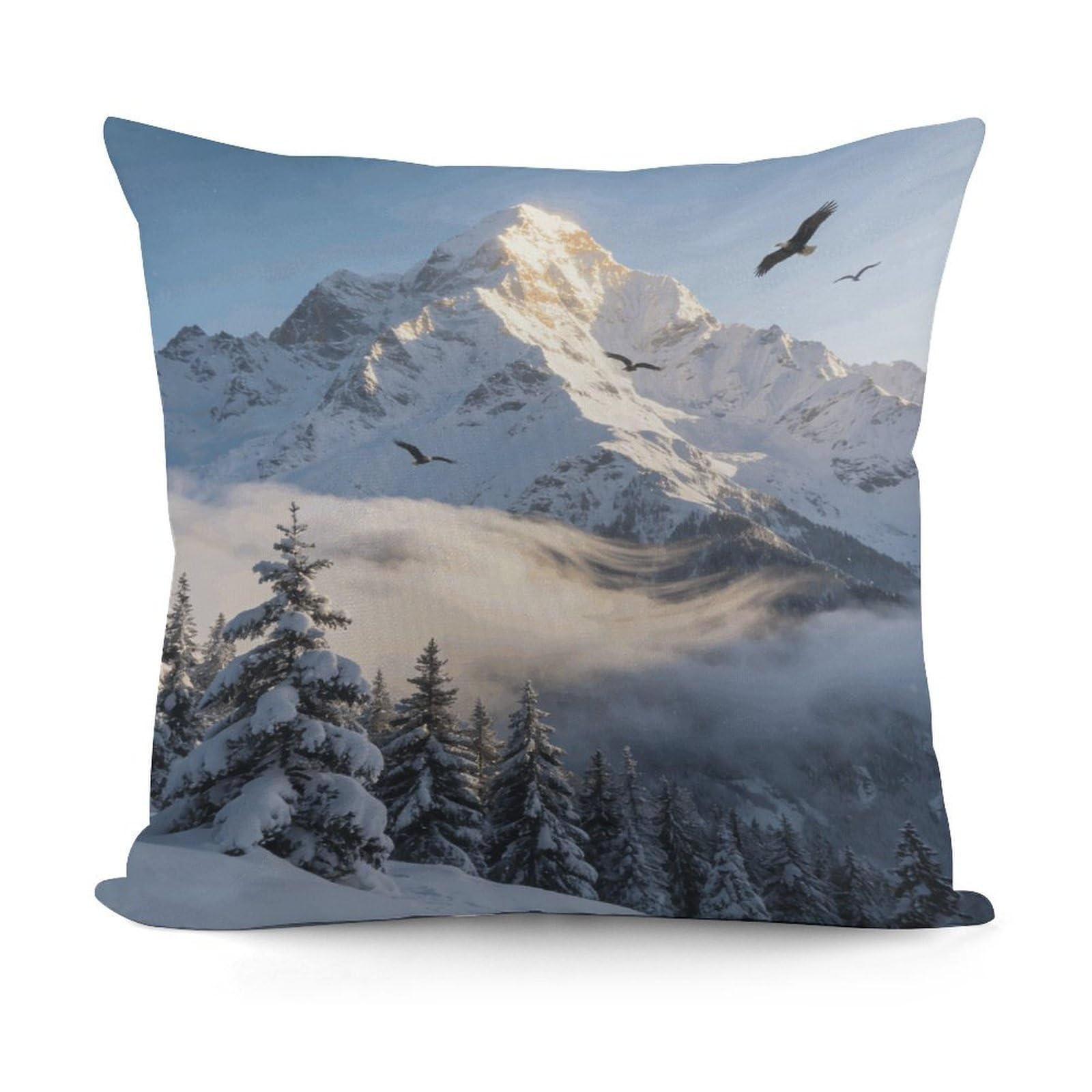 VstaDank Above The Snowy Forest Pillow Covers Soft Plush Decorative Square Pillow Cover Modern Breathable Pillowcases Pillowcase with Invisible Zipper 18x18 Inches for Sofa Living Room