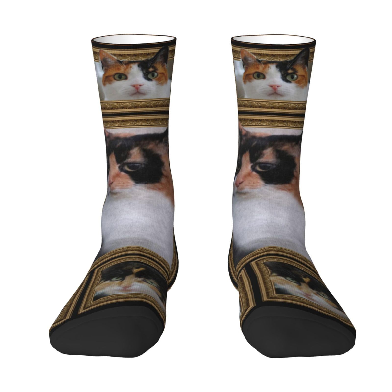 Fwjzdsp Unisex Calico Cat Socks Noveltys Athletic Calf Socks For Adult Men Women