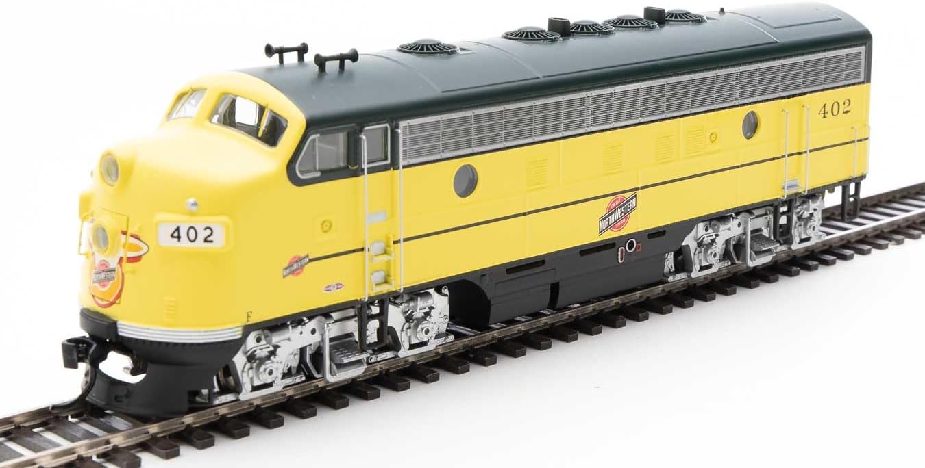 Walthers Mainline 910-19969 HO Scale EMD F7 A-B Set - ESU Sound and DCC - Chicago & North Western(TM) #402, 411 (Yellow, Green, Black, Silver)