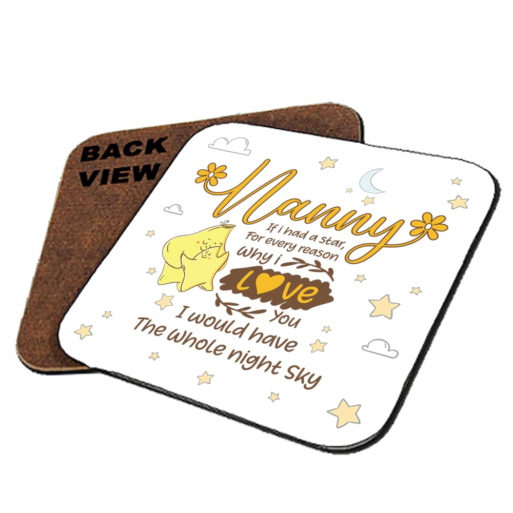 Mothers Day, Nanny If i had a Stars Christmas, Birthday, Nannie, Nan Tableware, Coffee/Tea/Drink Coaster. (Square Shaped Coaster)