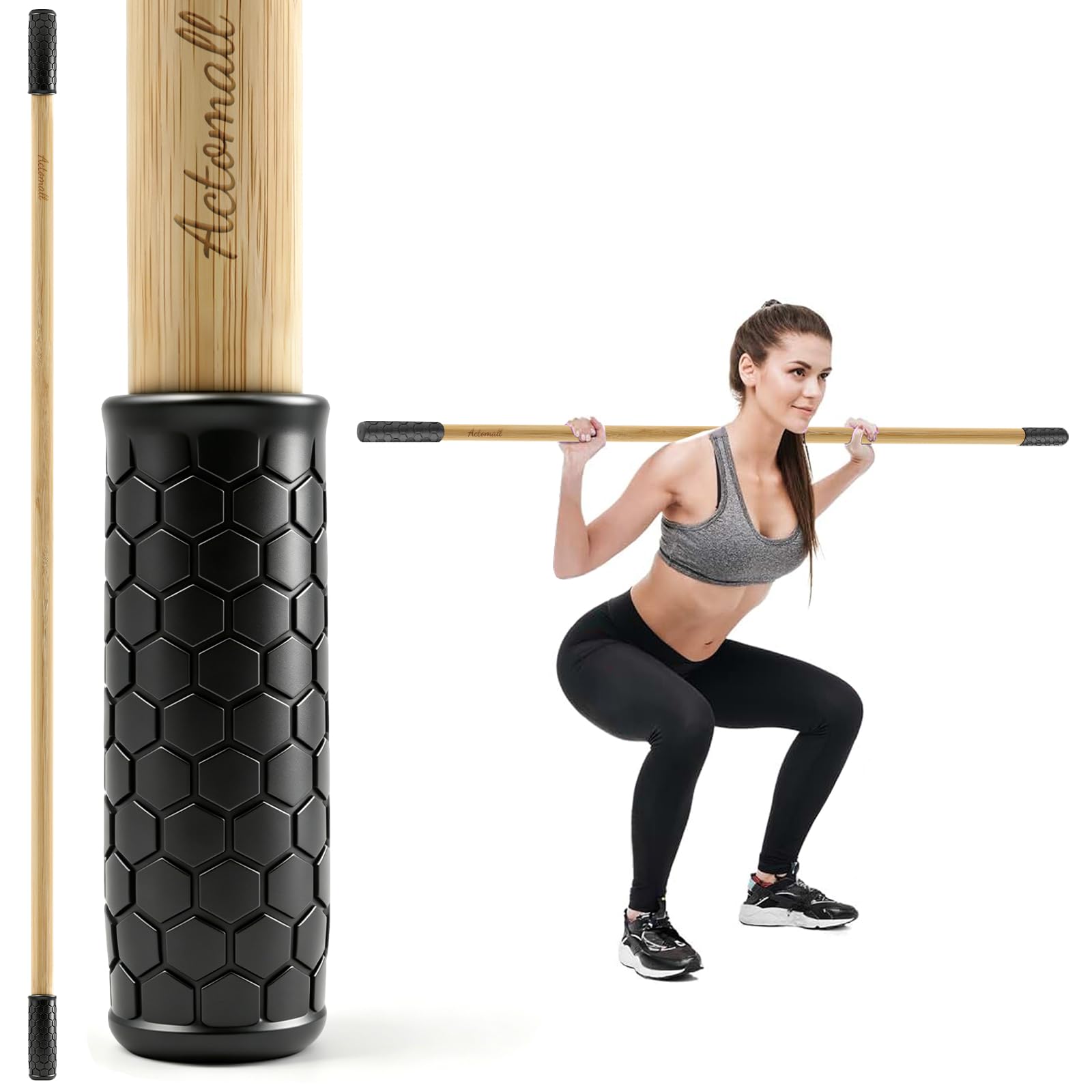 Actomall Bamboo Mobility Stick, 5ft Yoga Stick