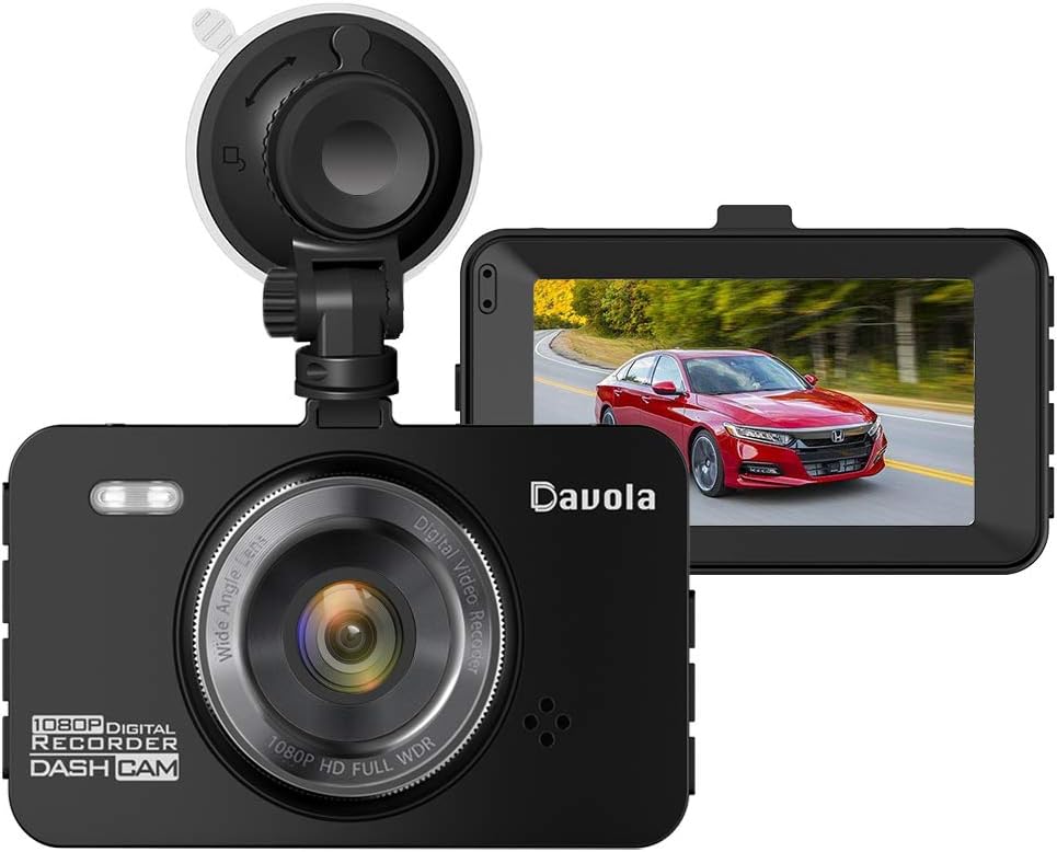 Dash Cam Davola 1080P Full HD Dash Camera for Cars with 3" LCD Screen 140 Degrees Wide Angle Lens Loop Recording G-Sensor Parking Monitor Motion Detection Night Vision