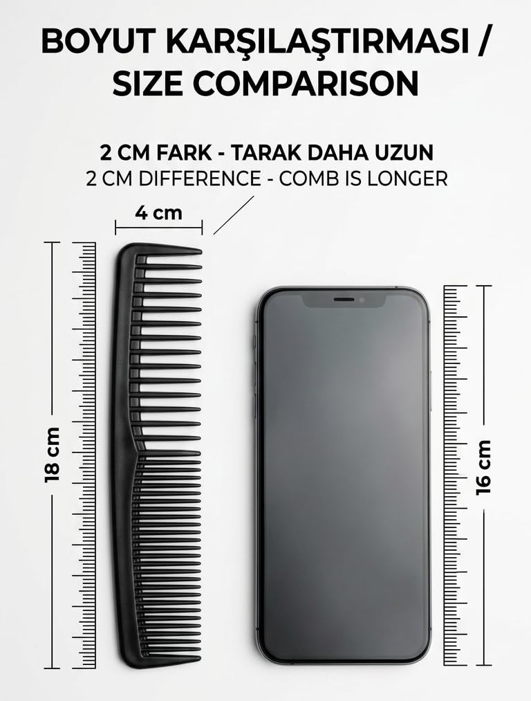3'lü Profesyonel Stil Tarağı - İkonik Siyah Zarafet 723059