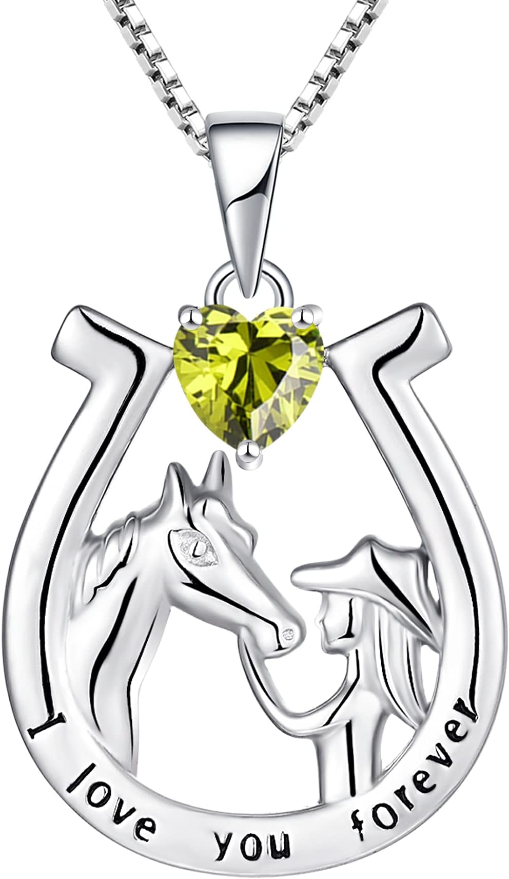 YLHorse Pendant Necklace 925 Sterling Silver Heart Pendant 18k White Gold Plated Animal Jewelry for Women