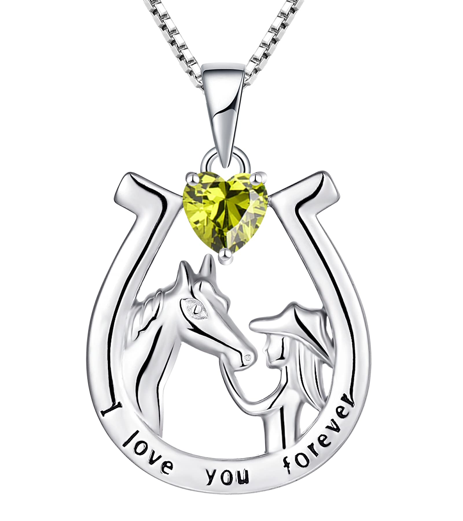 YLHorse Pendant Necklace 925 Sterling Silver Heart Pendant 18k White Gold Plated Animal Jewelry for Women